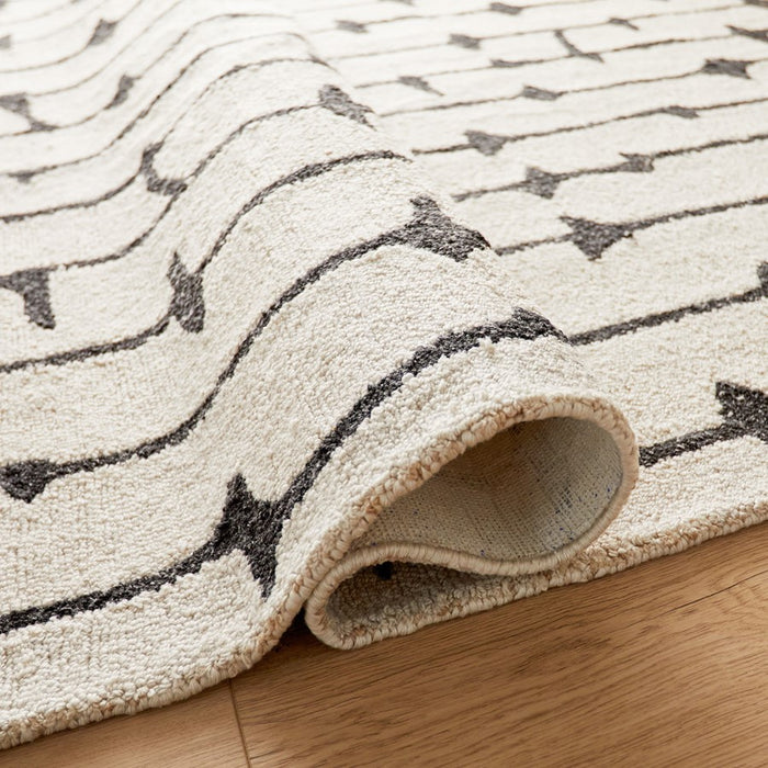 Lavin N5012 Myra 7'10"x10'10" Stripe Rug, Beig Grey/Black/White