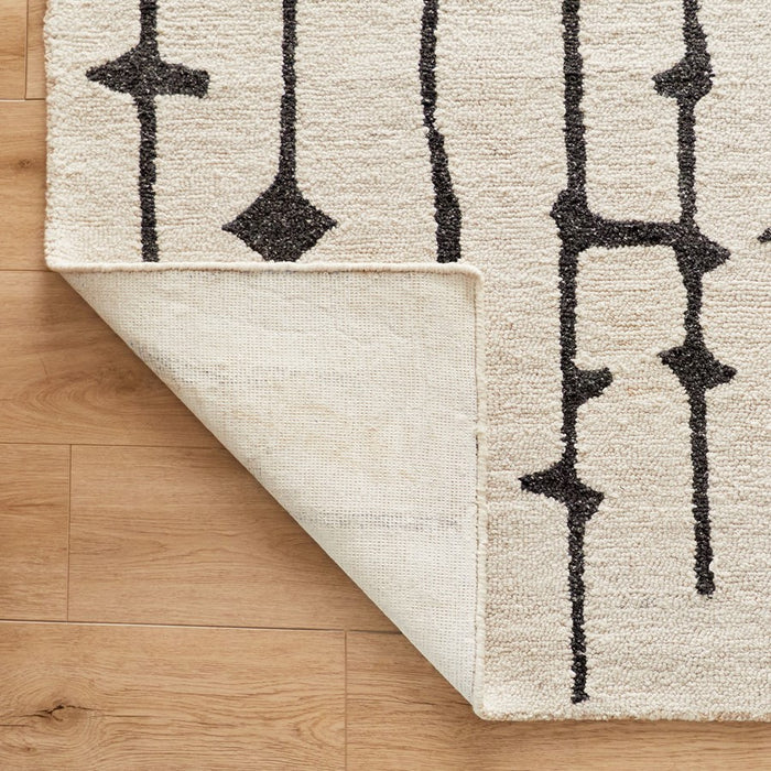 Lavin N5012 Myra 7'10"x10'10" Stripe Rug, Beig Grey/Black/White