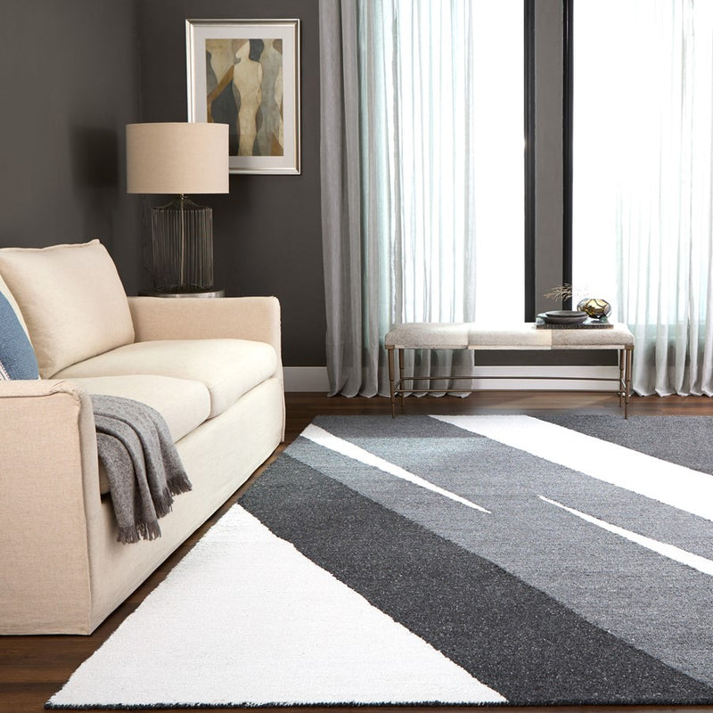 Lavin Rugs N5014 Kali 2' x 3' Stripe Rug, Cream/Black/White/Grey