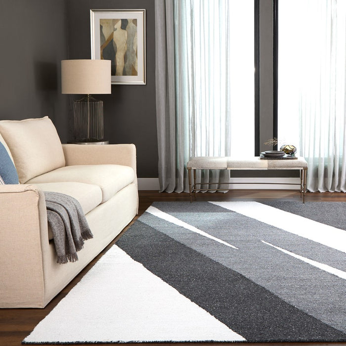 Lavin Rugs N5014 Kali 6'7"x9'6" Stripe Rug, Cream/Black/White/Grey