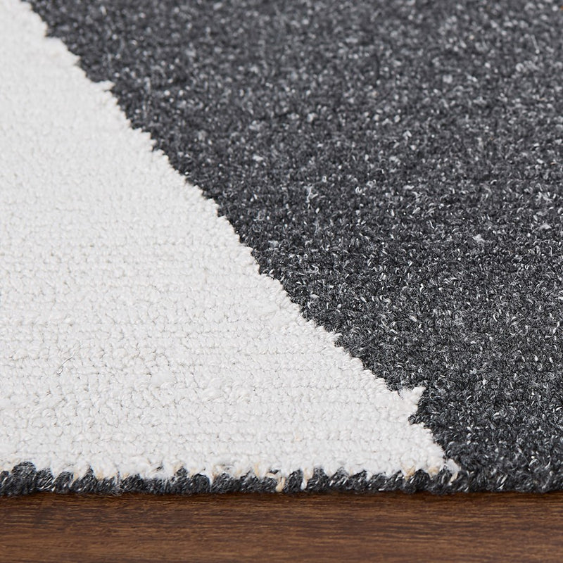 Lavin N5014 Kali 9'10"x13'2" Stripe Rug, Cream/Black/White/Grey