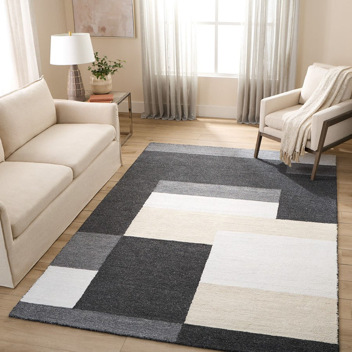 Lavin Rugs N5015 Kali 5'3" x 7'6" Geo Rug, Cream/Black/White/Grey