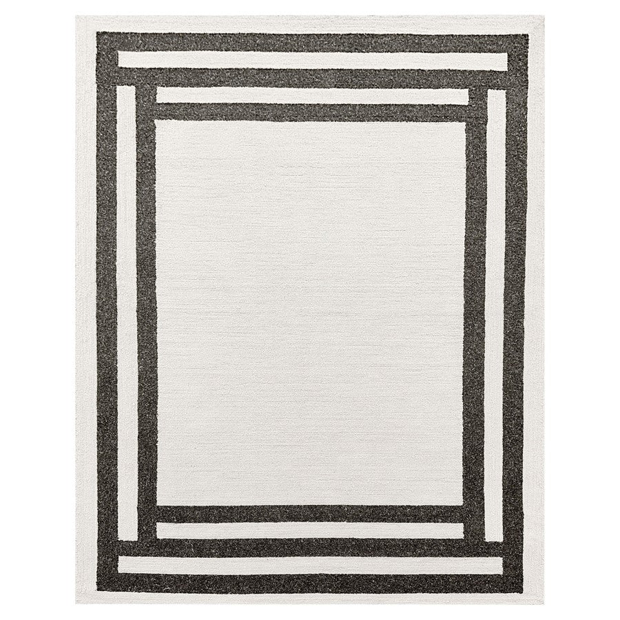 Lavin Rugs N5017 Kali 5'3" x 7'6" Border Rug, Cream/Black/White - N5017-0507
