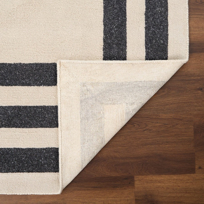 Lavin Rugs N5017 Kali 5'3" x 7'6" Border Rug, Cream/Black/White