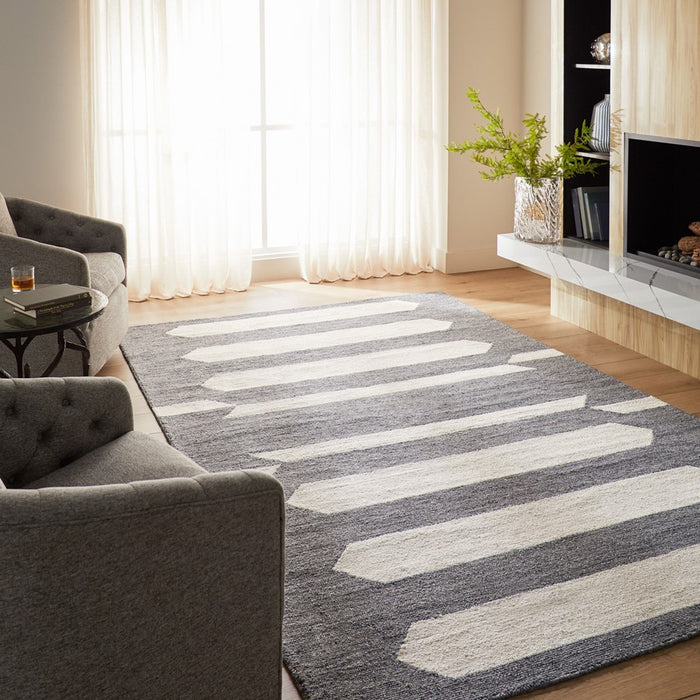 Lavin Rugs N5018 Kali 7'10" x 10'10" Geo Rug, Grey Cream/Grey/White