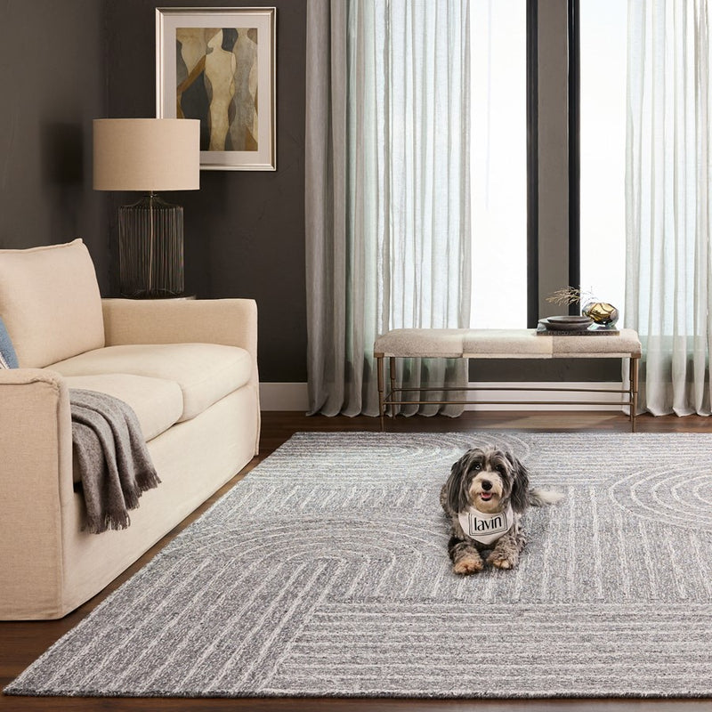 Lavin Rugs N5022 Kali 2' x 3' Linear Swirl Rug, Cream/Grey/White