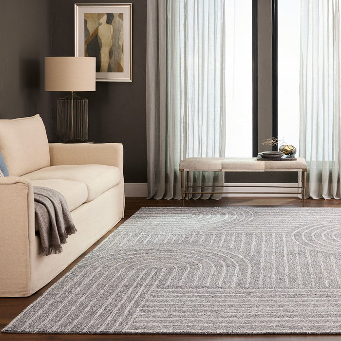 Lavin N5022 Kali 7'10"x10'10" Linear Swirl Rug, Cream/Grey/White