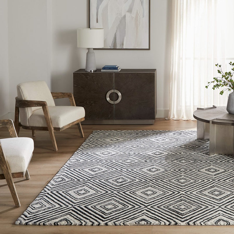 Lavin Rugs N5023 Vani 2' x 3' Geometric Rug, Grey Cream/Black/White