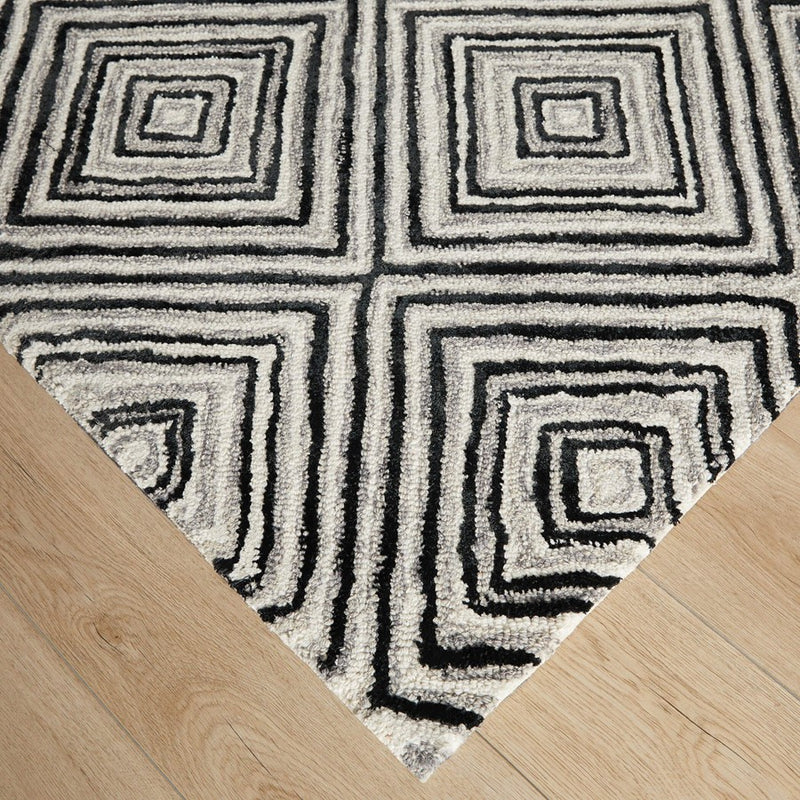 Lavin Rugs N5023 Vani 2' x 3' Geometric Rug, Grey Cream/Black/White