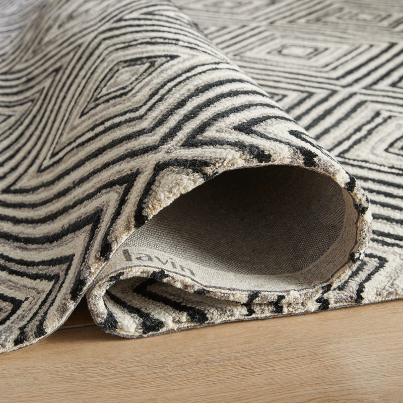 Lavin Rugs N5023 Vani 6'7" x 9'6" Geo Rug, Grey Cream/Black/White