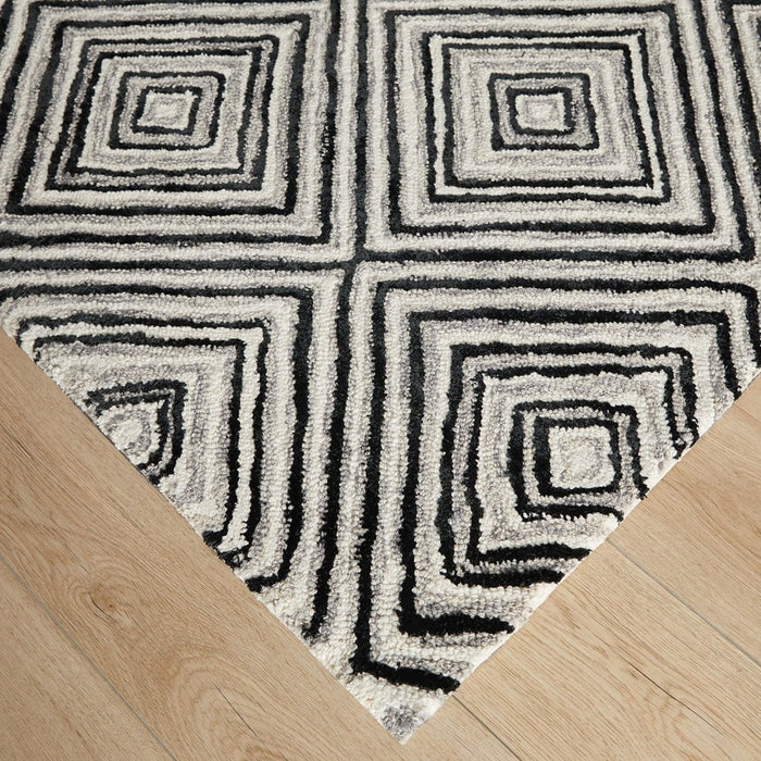 Lavin Rugs N5023 Vani 6'7" x 9'6" Geo Rug, Grey Cream/Black/White