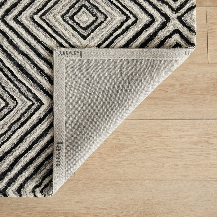 Lavin Rugs N5023 Vani 6'7" x 9'6" Geo Rug, Grey Cream/Black/White