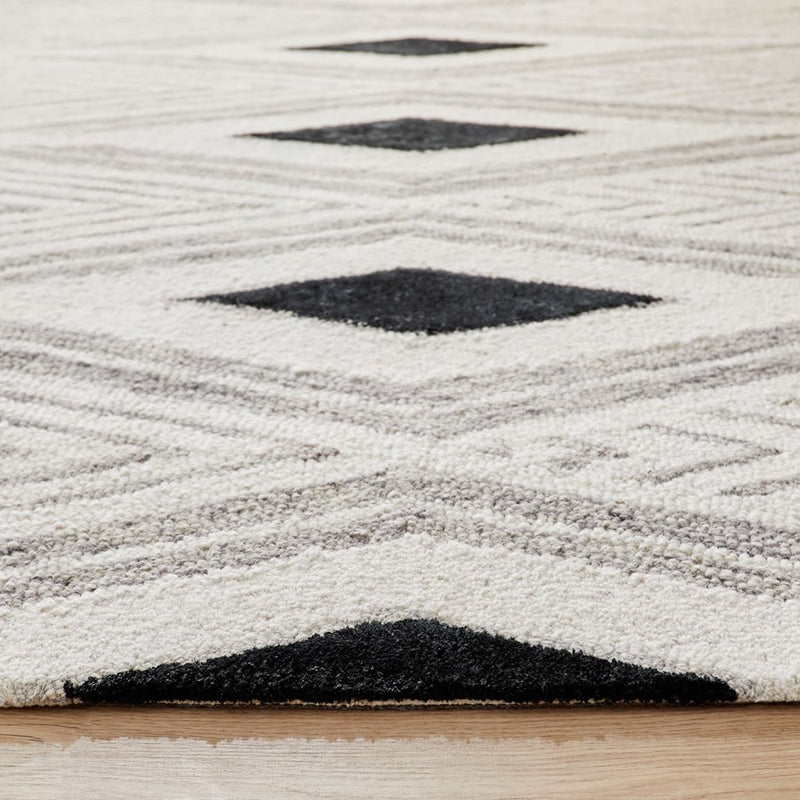 Lavin Rugs N5024 Vani 2' x 3' Geo Rug, Grey Cream Balck/Black/White
