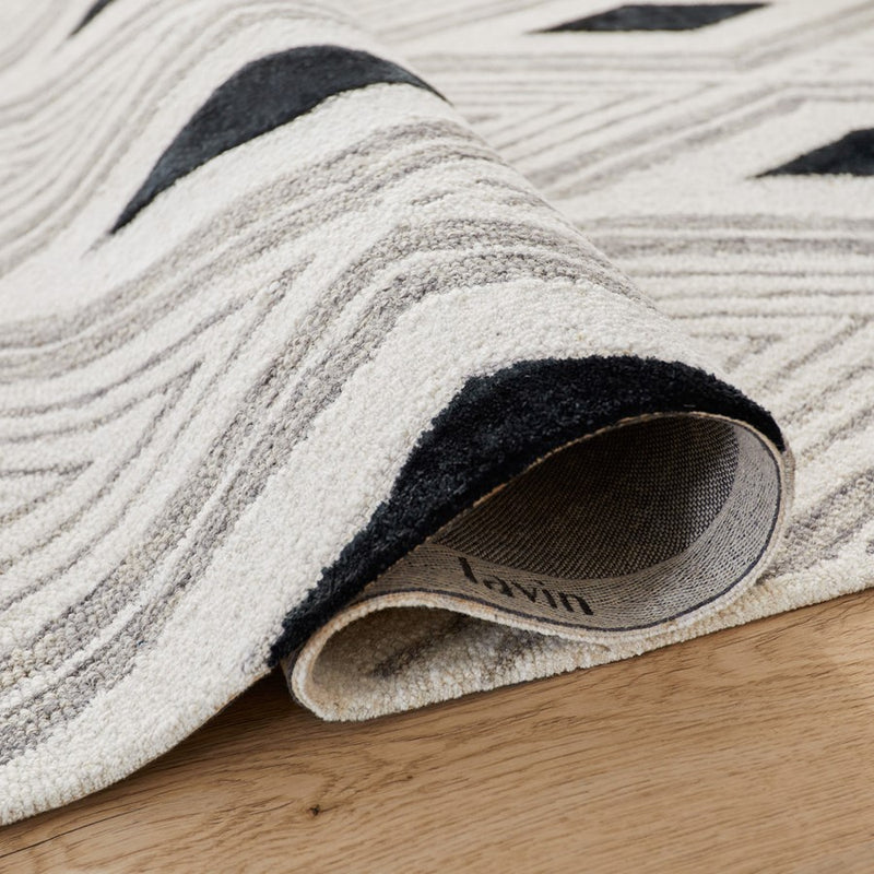 Lavin Rugs N5024 Vani 2' x 3' Geo Rug, Grey Cream Balck/Black/White