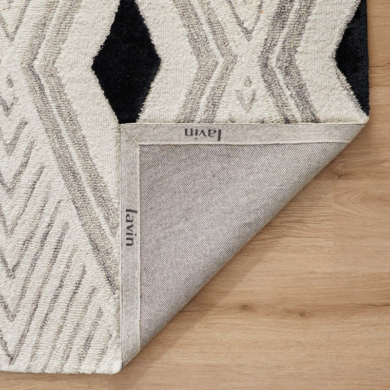 Lavin Rugs N5024 Vani 2' x 3' Geo Rug, Grey Cream Balck/Black/White