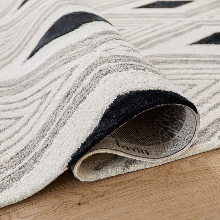 Lavin Rugs N5024 Vani 9'10" x 13'2" Geo Rug, Grey Cream Black/White