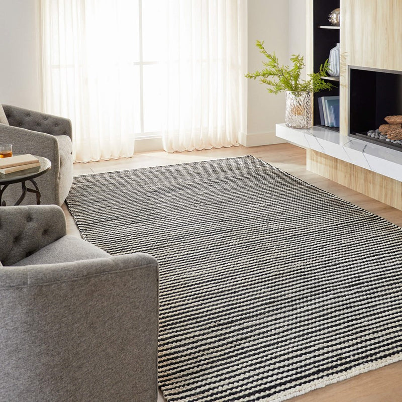 Lavin Rugs N5028 Ganges 2' x 3' Stripe Rug, Cream/Black/Natural