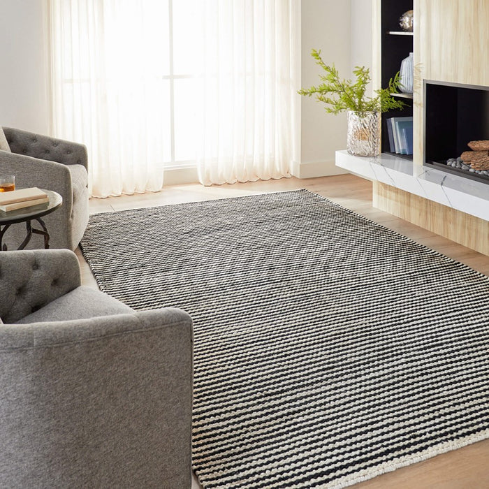 Lavin Rugs N5028 Ganges 6'7" x 9'6" Stripe Rug, Cream/Black/Natural