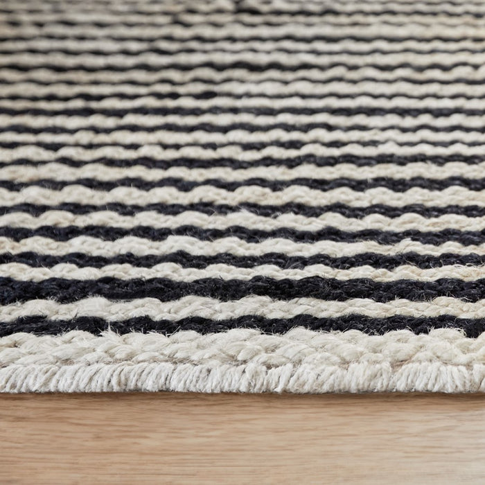 Lavin Rugs N5028 Ganges 6'7" x 9'6" Stripe Rug, Cream/Black/Natural