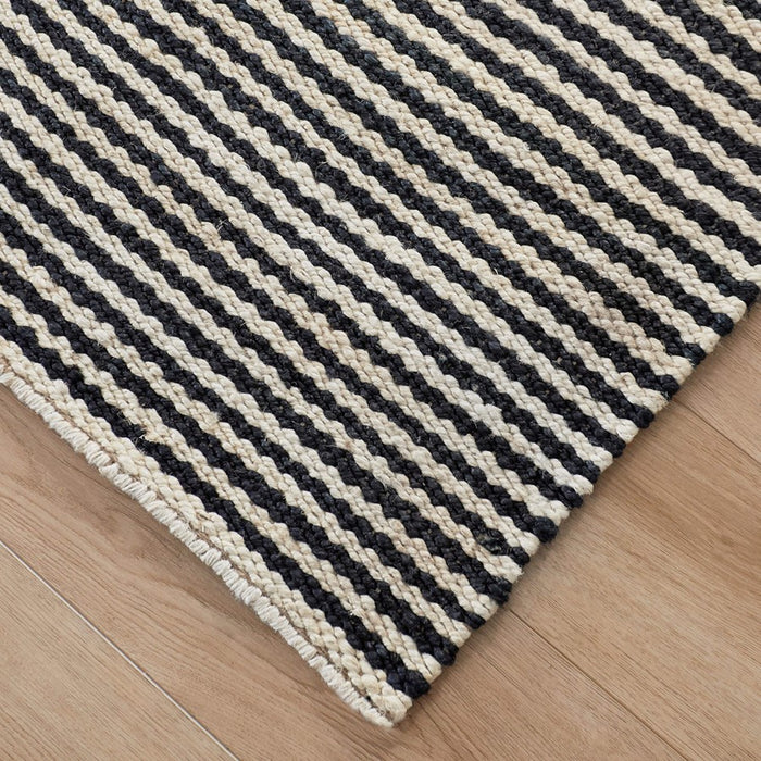Lavin N5028 Ganges 7'10"x10'10" Stripe Rug, Cream/Black/Natural