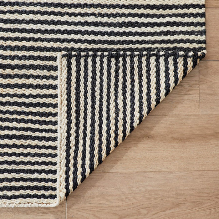 Lavin N5028 Ganges 7'10"x10'10" Stripe Rug, Cream/Black/Natural