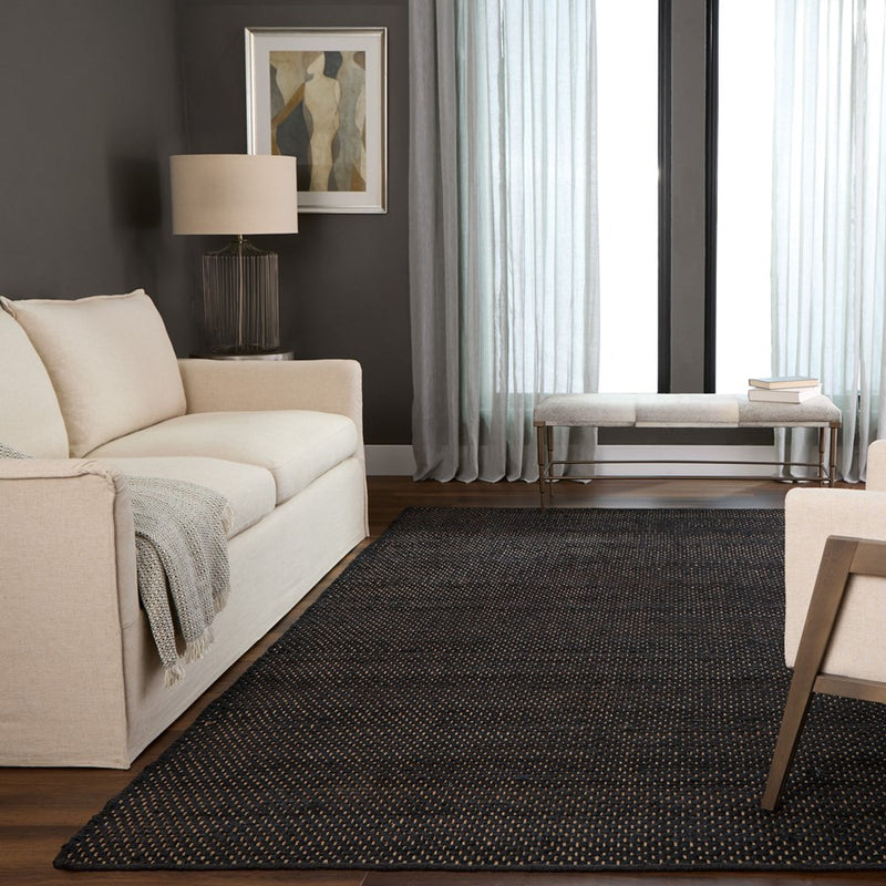 Lavin Rugs N5029 Ganges 2' x 3' Solid Rug, Black/Black
