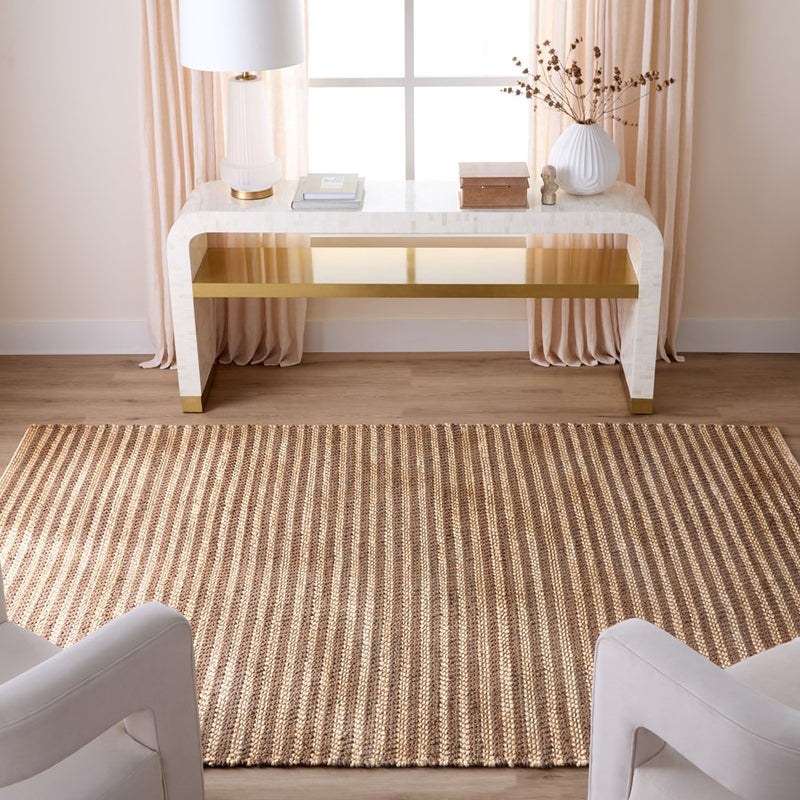 Lavin Rugs N5030 Ganges 7'10" x 10'10" Stripe Rug, Beige/Brown
