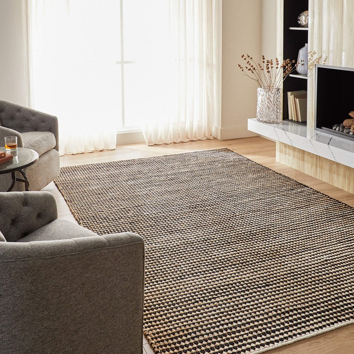 Lavin Rugs N5031 Ganges 5'3"x7'6" Stripe Rug, Natural Black/Natural