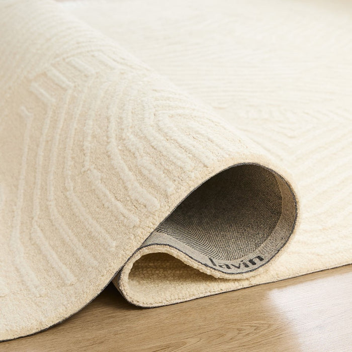 Lavin Rugs N5034 Mitra 6'6" Geo Swirl Round Rug, Ivory/White/Ivory