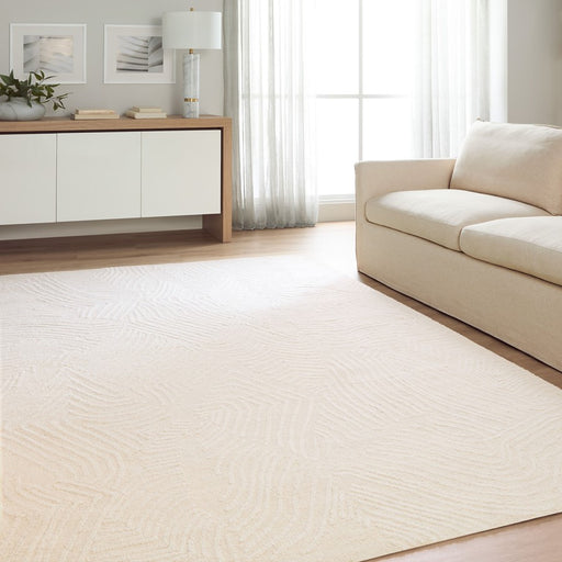 Lavin Rugs N5034 Mitra 7'10" Geo Swirl Round Rug, Ivory/White/Ivory