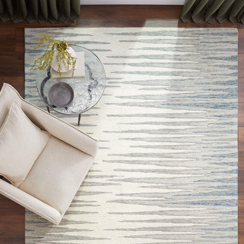 Lavin Rugs N5037 Mitra 2' x 3' Stripe Rug, Ivory L.Blue/Mineral