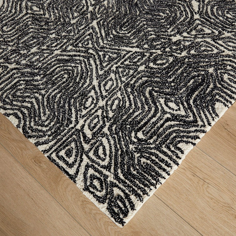 Lavin Rugs N5038 Mitra 2' x 3' Geometric Rug, Ivory/Black/White