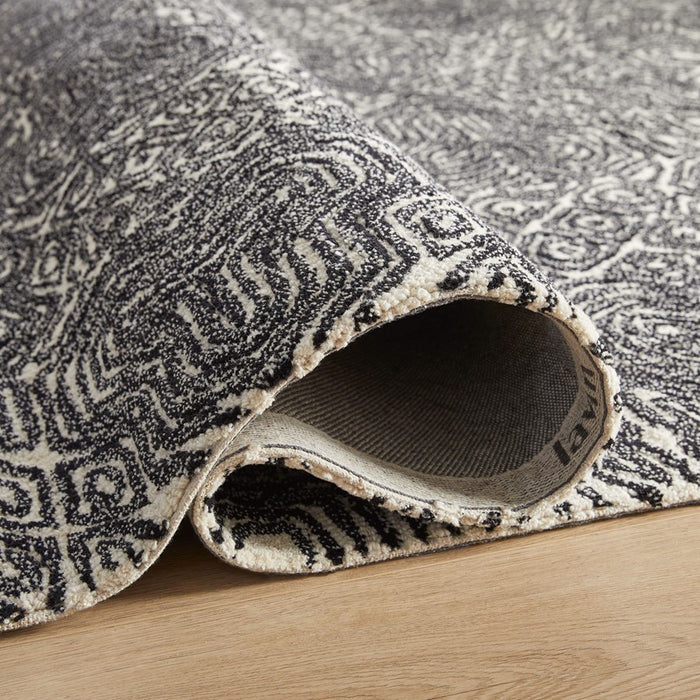 Lavin Rugs N5038 Mitra 6'6" Geo Round Rug, Ivory/Black/White