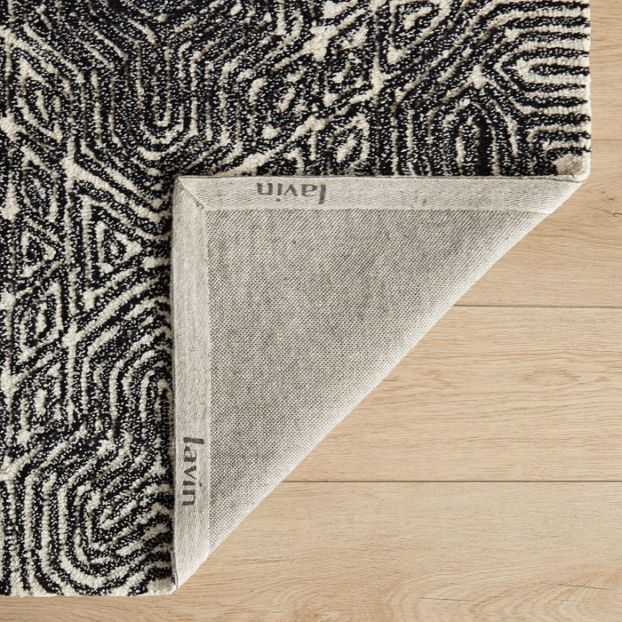 Lavin Rugs N5038 Mitra 7'10" Geo Round Rug, Ivory/Black/White
