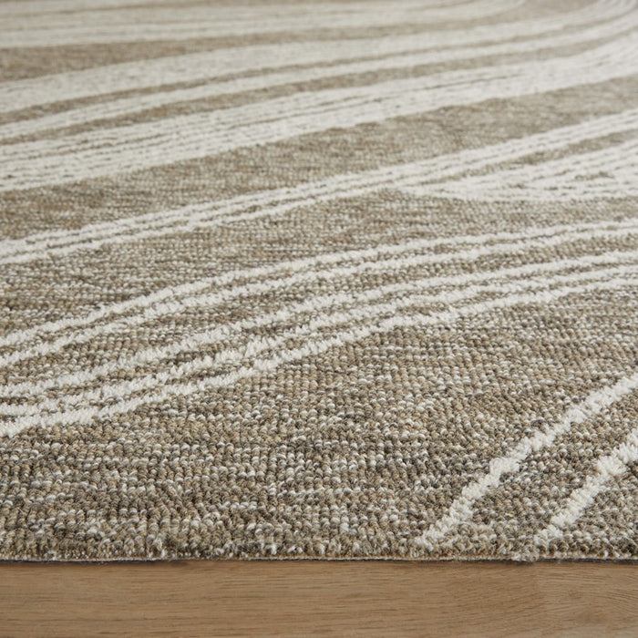 Lavin Rugs N5039 Mitra 6'6" Waves Round Rug, Grey Ivory/Black/White