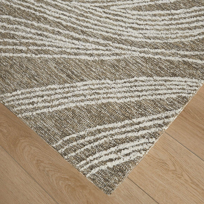 Lavin Rugs N5039 Mitra 9'10" Waves Round Rug, Grey Ivory/Black/White