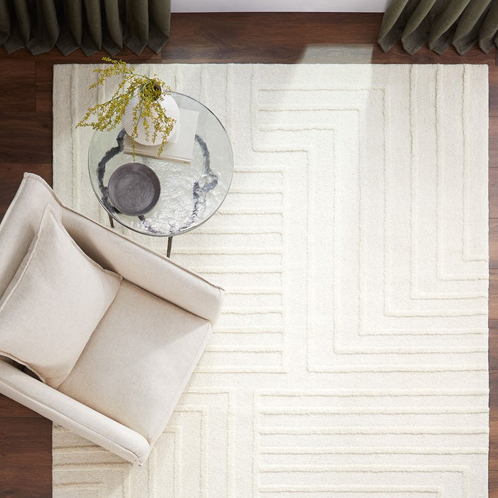 Lavin Rugs N5040 Mitra 5'3" x 7'6" Geo Rug, Grey Ivory/White/Ivory