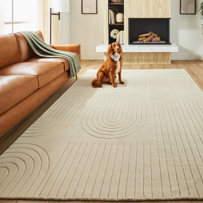 Lavin Rugs N6003 Kirti 2' x 3' Geometric Rug, Ivory/White/Ivory
