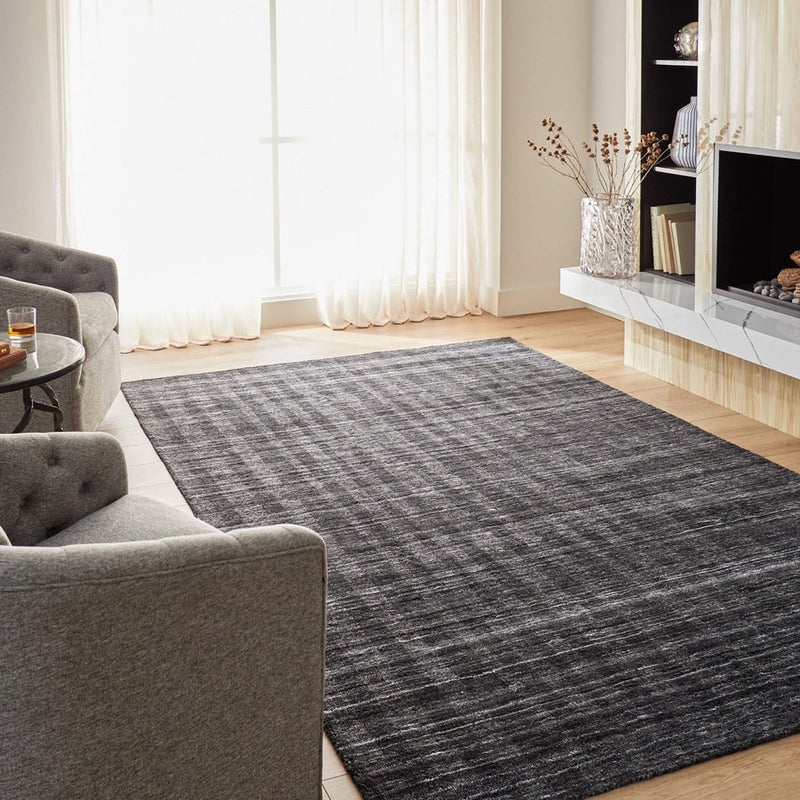 Lavin Rugs N6010 Pari 6'7" x 9'6" Stripe Rug, Charcoal/Dark Grey