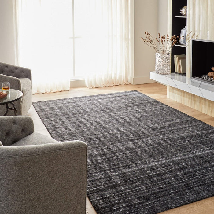 Lavin Rugs N6010 Pari 9'10" x 13'2" Stripe Rug, Charcoal/Dark Grey