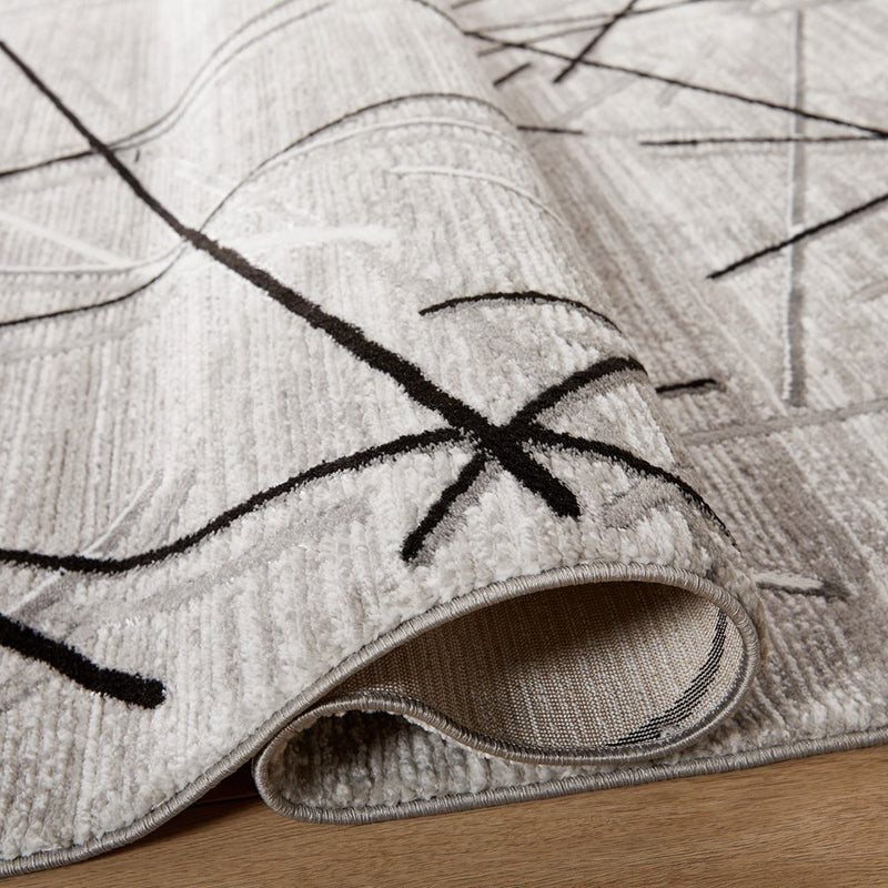 Lavin Rugs R1001 Sesia 2' x 3' Linear Geo Rug, Grey/Black