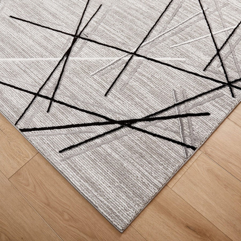 Lavin Rugs R1001 Sesia 2' x 3' Linear Geo Rug, Grey/Black