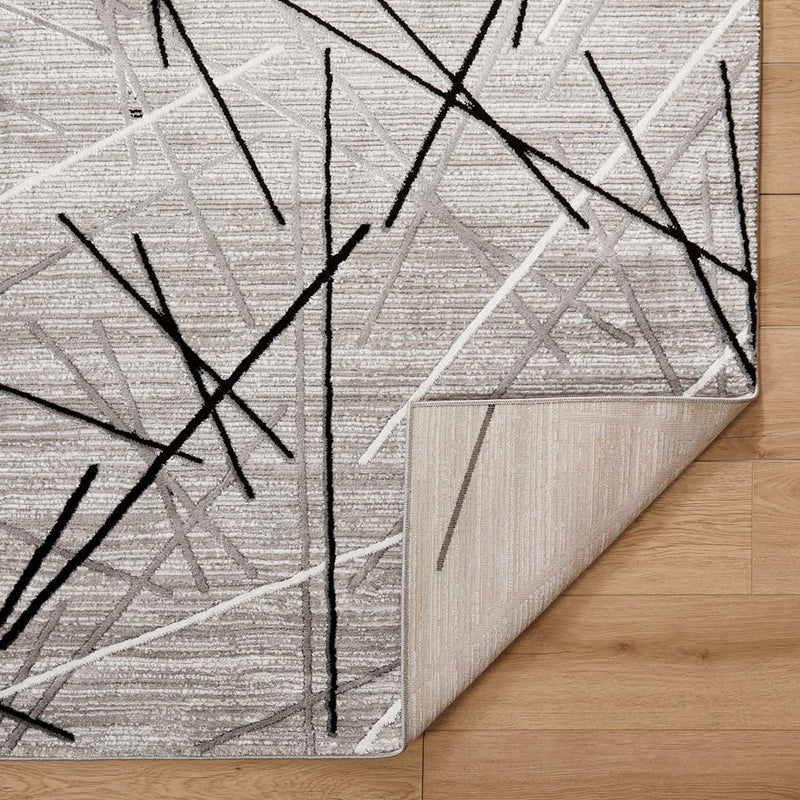 Lavin Rugs R1001 Sesia 2' x 3' Linear Geo Rug, Grey/Black