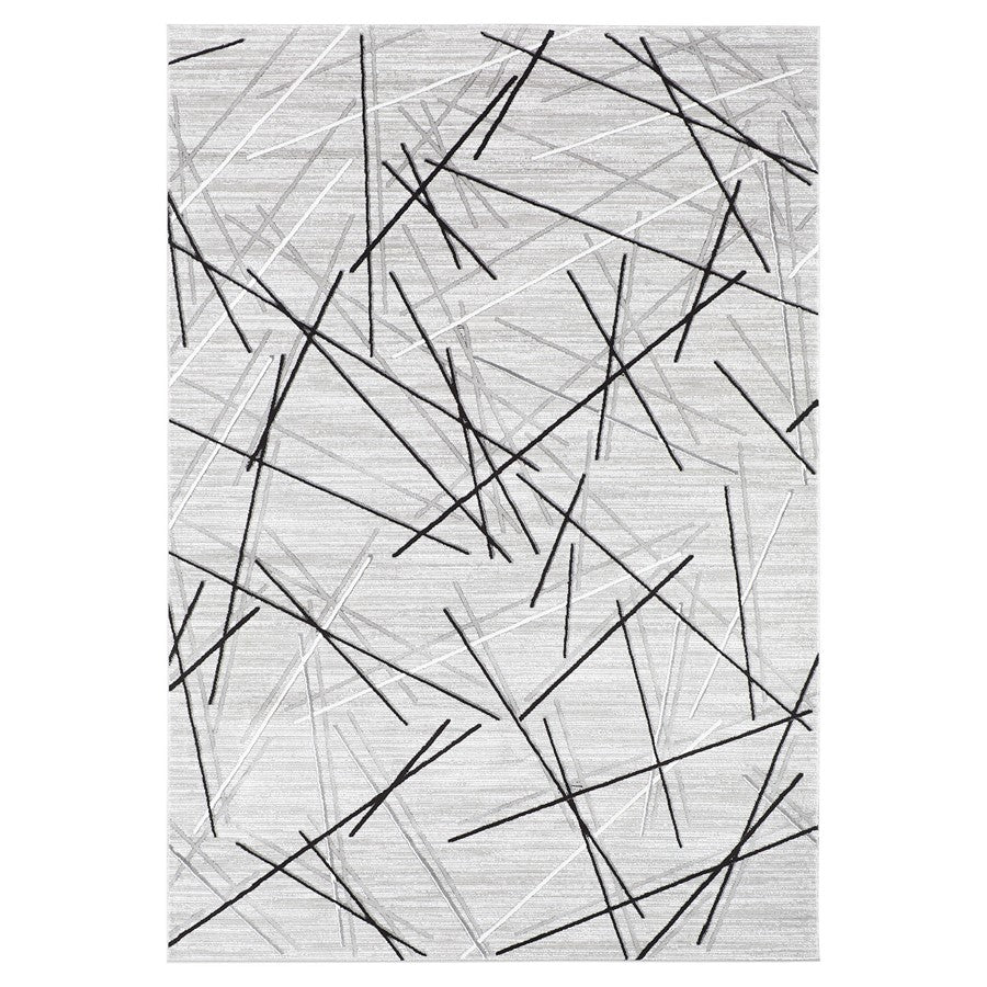 Lavin Rugs R1001 Sesia 6'7" x 9'6" Linear Geo Rug, Grey/Black - R1001-0609