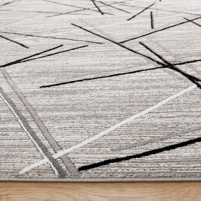 Lavin Rugs R1001 Sesia 7'10" x 10'10" Linear Geo Rug, Grey/Black