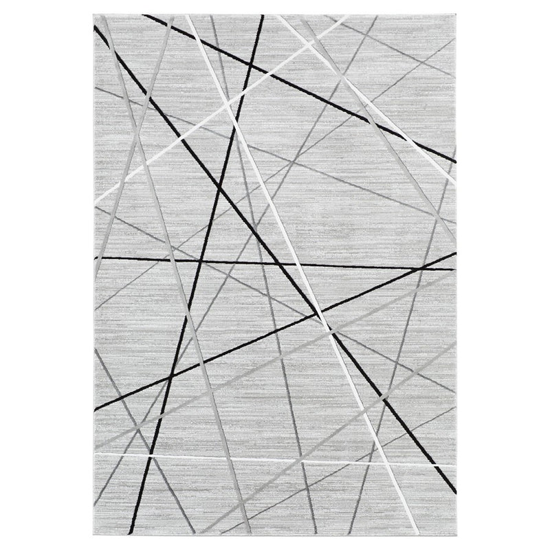 Lavin Rugs R1002 Sesia 2'8" x 7'10" Linear Geo Runner, Grey/Black - R1002-0208