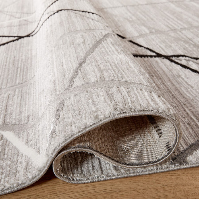 Lavin Rugs R1002 Sesia 2'8" x 7'10" Linear Geo Runner, Grey/Black