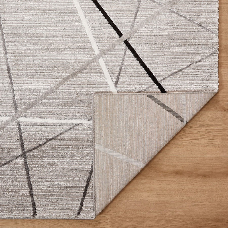 Lavin Rugs R1002 Sesia 2'8" x 7'10" Linear Geo Runner, Grey/Black