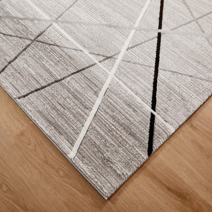 Lavin Rugs R1002 Sesia 5'3" x 7'6" Linear Geo Rug, Grey/Black