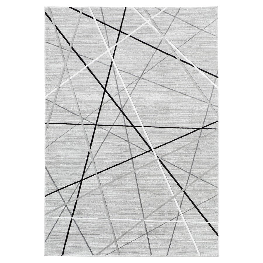 Lavin Rugs R1002 Sesia 6'7" x 9'6" Linear Geo Rug, Grey/Black - R1002-0609